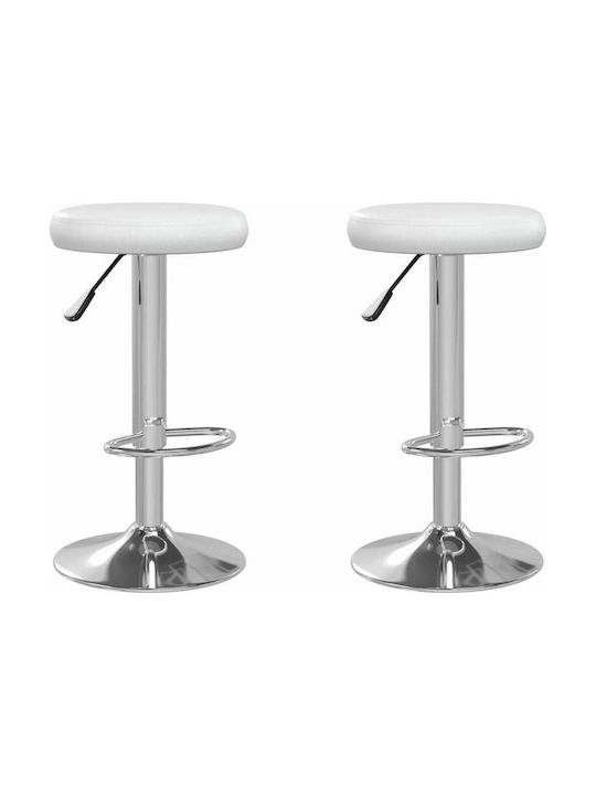 Stool Bar with Adjustable Height White 2pcs 31x31x58-78cm