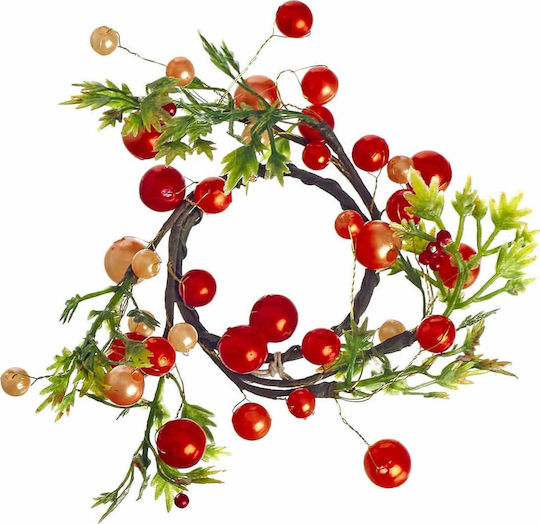 JK Home Decoration Χριστουγεννιάτικο Διακοσμητικό Στεφάνι με Διάμετρο 5εκ. Κόκκινο