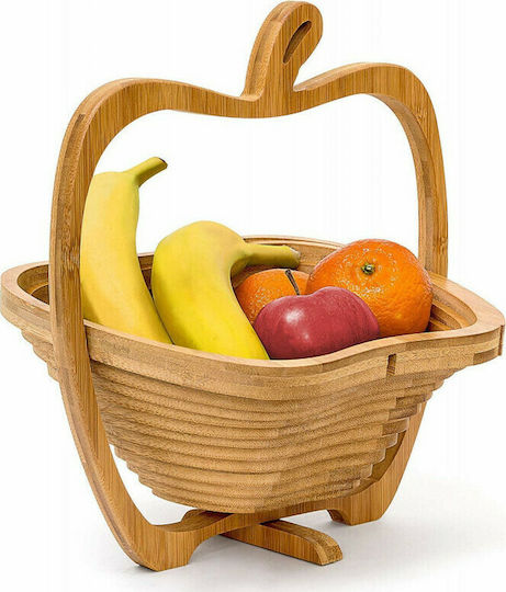 Relaxdays Fruit Bowl Wooden Brown 27x22.5x30cm