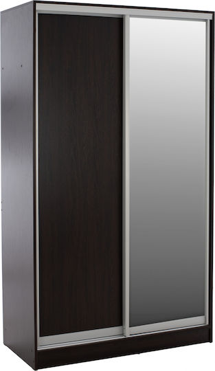 ADLER Δίφυλλη Ντουλάπα Συρόμενη με Καθρέπτη Wenge 120x60x220cm
