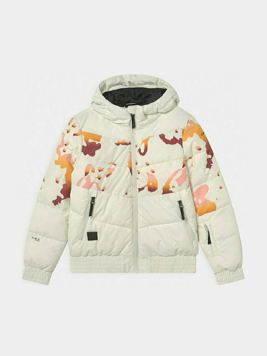 Lula Waterproof Kids Sports Short Coat with Hood Ecru