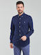 Long-sleeved Cotton Shirt Navy Blue