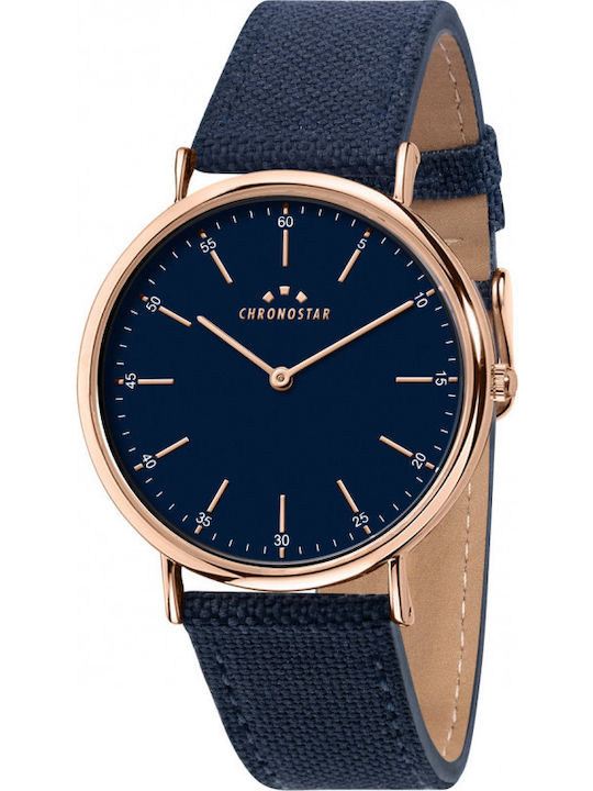 Chronostar Preppy Men's Watch 40mm Battery with Blue Leather Strap