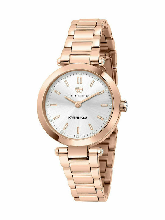 Chiara Ferragni Brățară cadran roz aurie Ceas de Damă cu Rose Gold Brățară Metalică