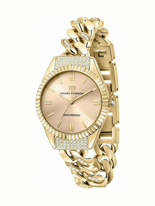 Chiara Ferragni Damen Uhr mit Gold Metallarmband