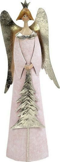 Espiel Christmas Figure Cherub Pink Height 44cm with Golden Wings and Tree