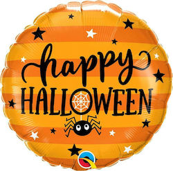 Balloon Foil Halloween Round Orange Happy Spiders & Stars 46cm