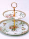 Karvounis Porcelain Dessert Tower Stand with 2 Tiers English Floral Flowers Multicolour