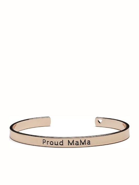Proud Mama Women's Bracelet Handcuffs with design Mum made of Silver Gold Plated
