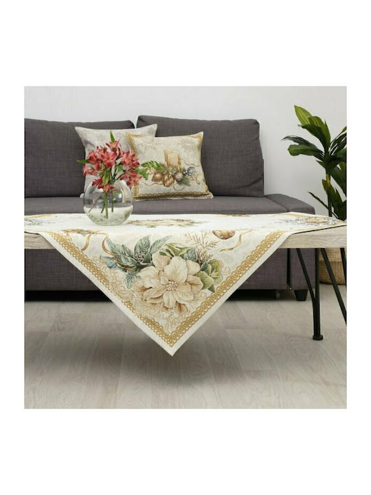 Dimeco 8931 Weihnachts- Tischtuch Karo Stoff Beige B100xL100cm. 1Stück