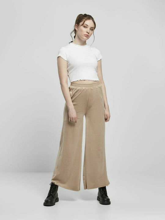 Sweatpants Wide Velvet Beige