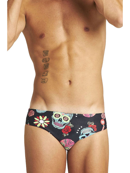 Arena Crazy Skulls Carnival Herren Badebekleidung Slip Schwarz mit Mustern