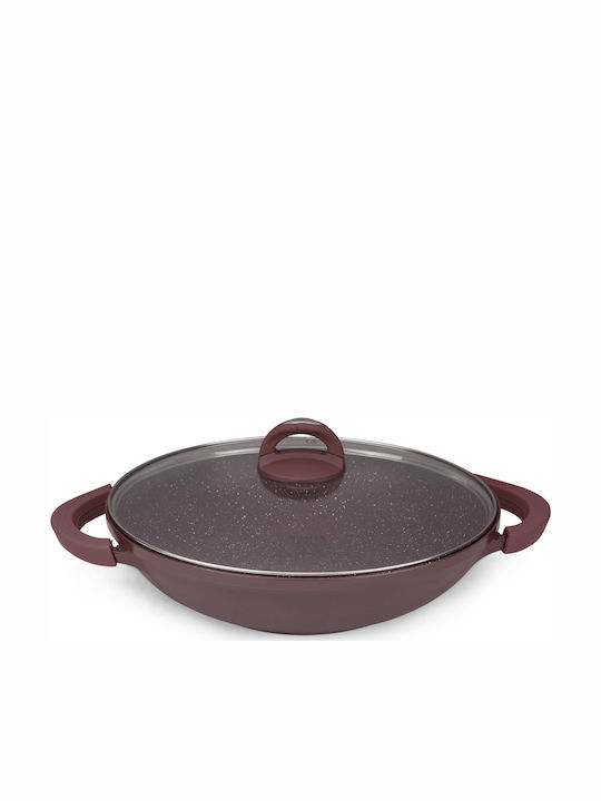 Muhler A Wok Made of Cast Aluminum with Lid with Stone Coating 32cm