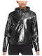 Air Women's Running Short Sports Jacket Windproof for Spring or Autumn with Hood Black