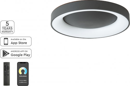 Home Lighting Amaya Smart Πλαφονιέρα Οροφής 80εκ. Ασημί με Ενσωματωμένο LED και Τηλεχειριστήριο