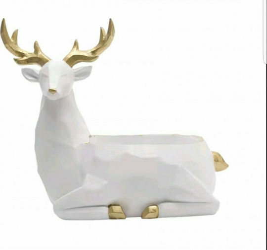 Natural Home De Crăciun Plastică Figurină Cerb Alb Lungime 25cm.