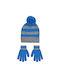 Stamion Kids Beanie Set with Gloves Knitted Blue