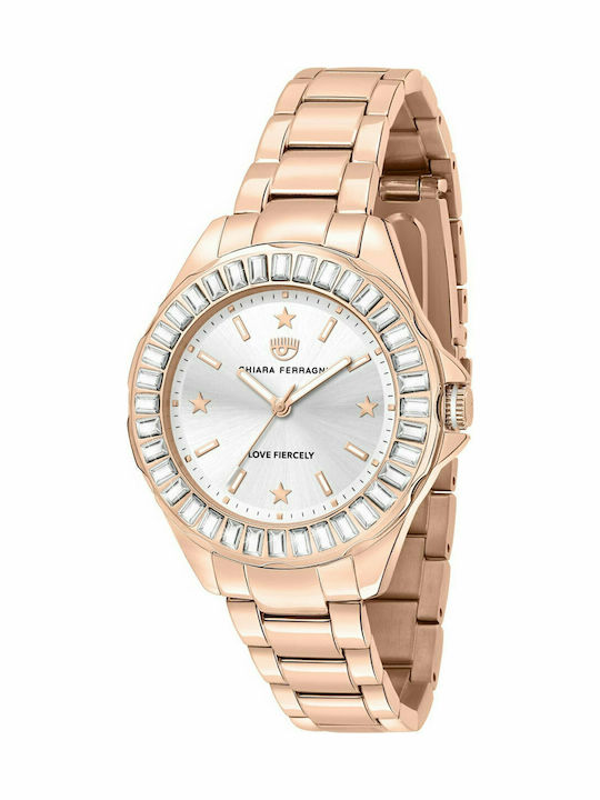 Chiara Ferragni Ceas de Damă cu Rose Gold Brățară Metalică