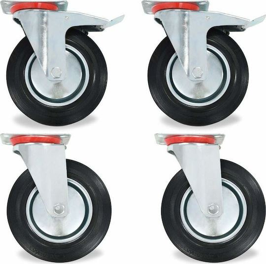 vidaXL 278035 Rotating Wheels from Rubber with Brake 32 Pieces 200mm