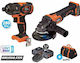 Krausmann US110-25SB Set Eckiges Rad & Schlagschraubendreher Brushless 20V mit 2 Batterien 5Ah und Hülle