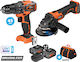 Krausmann US107-24SB Set Eckiges Rad & Bohrer Brushless 20V mit 2 Batterien 4Ah und Hülle