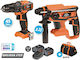 Krausmann US112-25SB Set Bohrer & Excavator Brushless 20V mit 2 Batterien 5Ah und Hülle