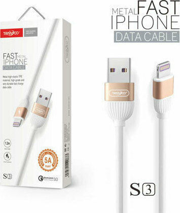 Tranyoo S3-I Braided USB to Lightning Cable Λευκό 1.2m (PS-107997)
