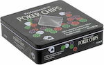 Inart Poker Set Set 100 Poker Chips in Metallic Box 6-70-151-0001