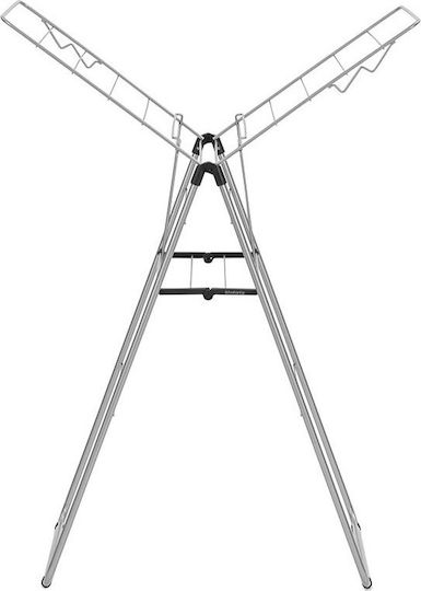Brabantia Hangon Folding Floor Clothes Drying Rack Metallic Grey with Hanging Length 15m