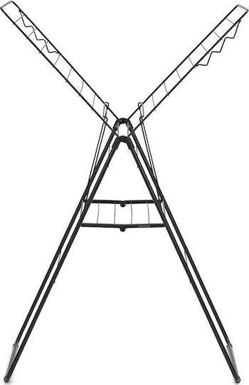 Brabantia Hangon Folding Floor Metallic Clothes Drying Rack Matt Black with 20m Hanging Length