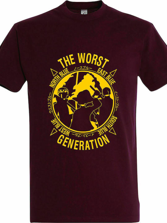 Tricou Unisex " Worst Generation One Piece, Anime " Burgundy