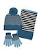 Stamion Kids Beanie Set with Scarf & Gloves Knitted Blue
