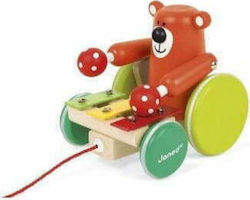 Janod Slide Toy Συρόμενη Αρκούδα made of Wood with Music for 12++ Months