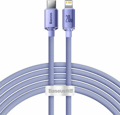 Baseus Crystal Shine Împletit USB-C la Cablu Lightning 20W Violet 2m (CAJY000305)