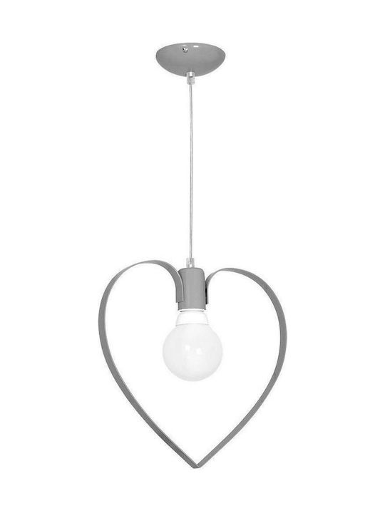 Milagro Love Single Bulb Kids Lighting Pendant Metallic 60W with Drive Size E27 Γκρι