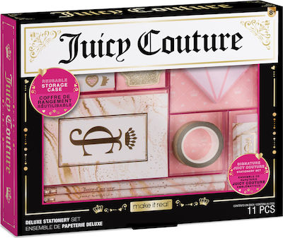 Make It Real Juicy Couture Acrylic Deluxe Stationery Set Kids Stationery Set with Pencil, Sharpener, Eraser, Notepad and Pencil Case 12pcs 070556