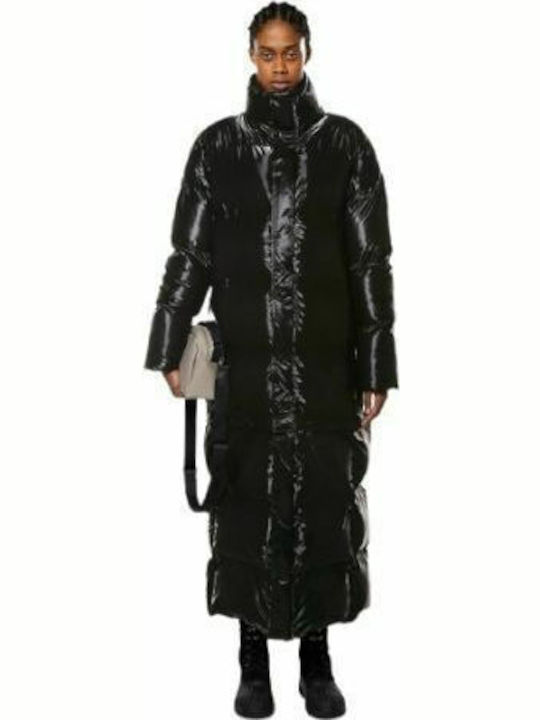 Women's Long Puffer Jacket for Winter Black