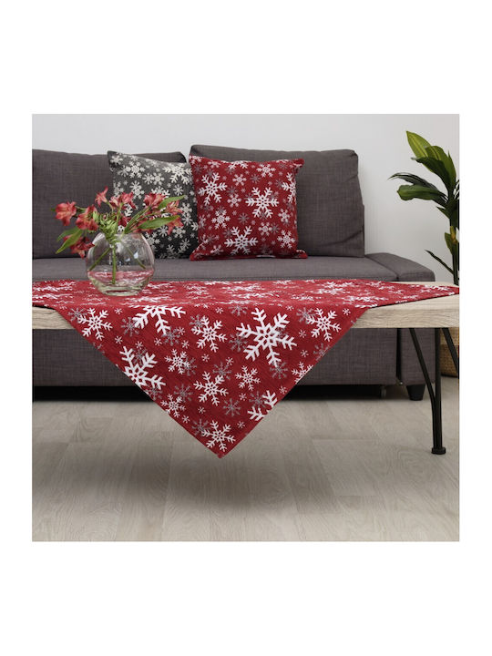 Dimeco Chenille Christmas Tablecloth Runner Fabric Red L180xW40cm 1pcs