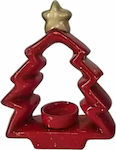 XMASfest Christmas Ceramic Red Candlestick 20x16cm