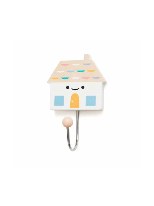 Petit Monkey Little House Kids Wall Hook with One Hook με Γαντζάκι Ξύλινη Peach 6.3x1.2x7cm 1pcs