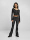 Short Women's Cardigan with Buttons Black