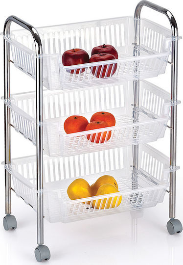 Klikareto Metallic Kitchen Trolley 3 Tiers White 35x35.5x72cm