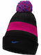 Fc Barcelona Pom Pom Beanie Γυναικείος Σκούφος με Rib Πλέξη σε Μαύρο χρώμα