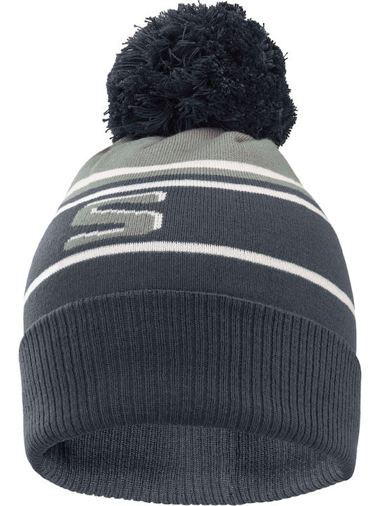 Pom Pom Beanie Unisex Σκούφος Πλεκτός σε Μπλε χρώμα