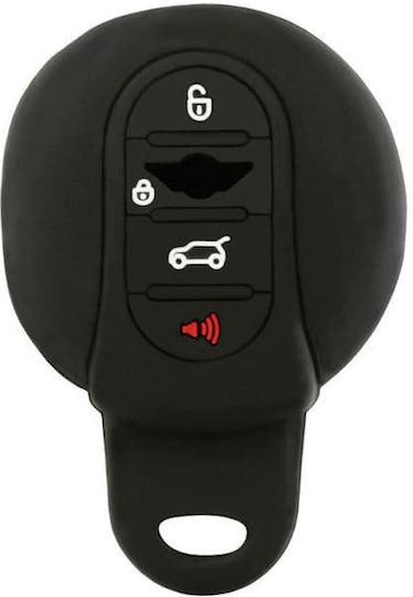 Silicone Car Key Cover Case with 4 Buttons for Mini Cooper Black