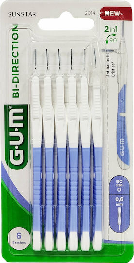 GUM Bi-Direction Interdental Brushes 0.6mm Purple 6pcs