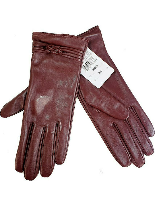 Guy Laroche 98876 Μπορντό Γυναικεία Δερμάτινα Γάντια