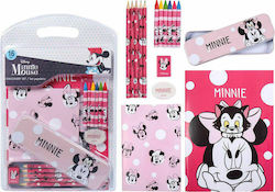 Cerda Minnie Kids Stationery Set with Pencil, Sharpener, Eraser, Notepad and Pencil Case 16pcs