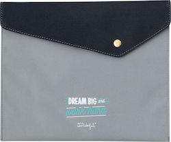 Mr. Wonderful Φάκελος με Κουμπί Γκρι Dream Big Work Hard