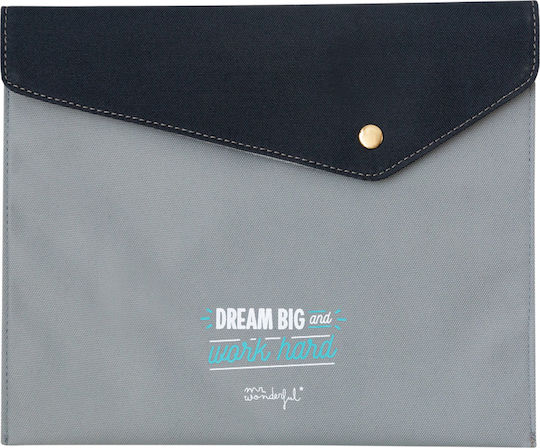 Mr. Wonderful Φάκελος με Κουμπί Γκρι Dream Big Work Hard